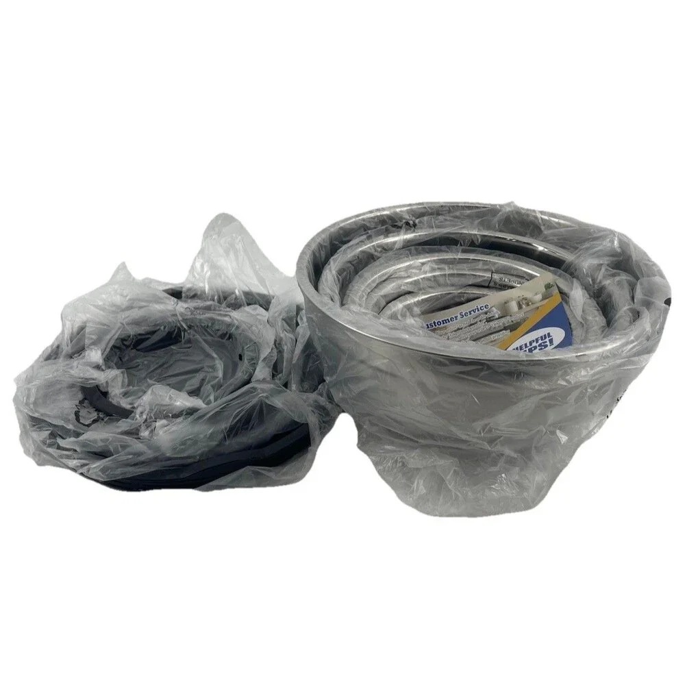 NEW Stainless Steel Mixing Bowl Set w/ Black Lids Food Grade Nesting Bowls